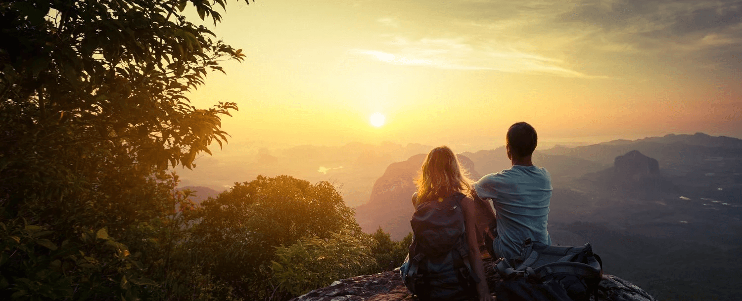 Couple taking in the mountains.